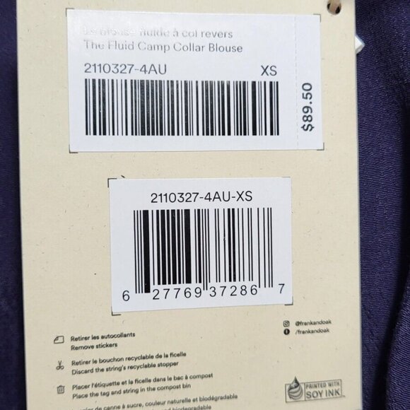 Frank And Oak Women's Blouse Size XS/XL Blue Short Sleeve Fluid Camp Collar - Picture 6 of 11